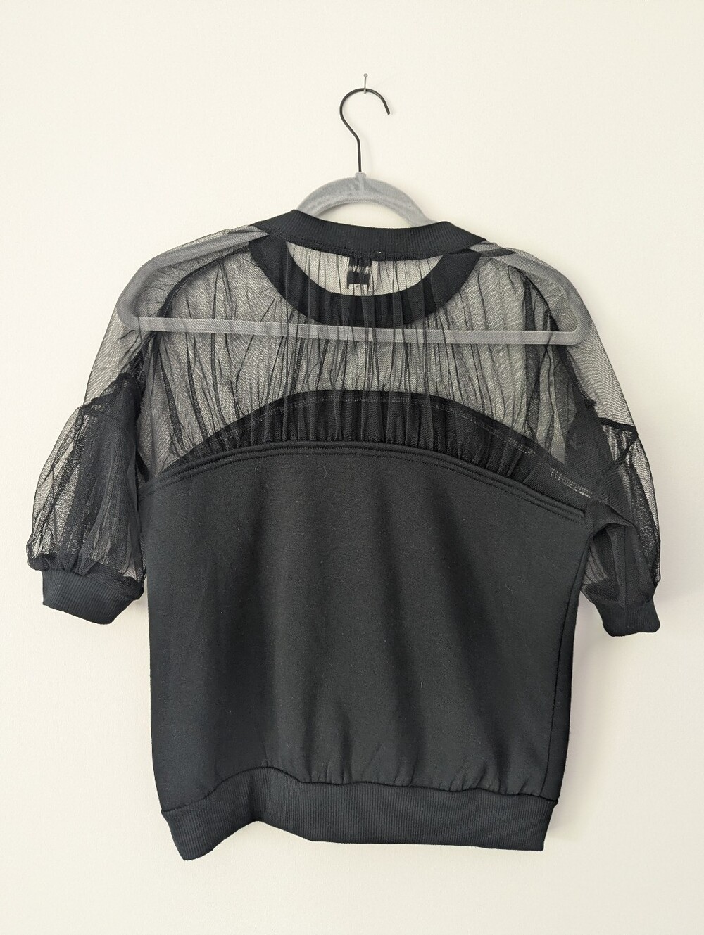 Maeve Anthropologie Short-Sleeve Sheer-Inset Knit Top Black - Picture 6 of 12